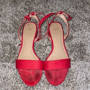 Red kitten heel sandals